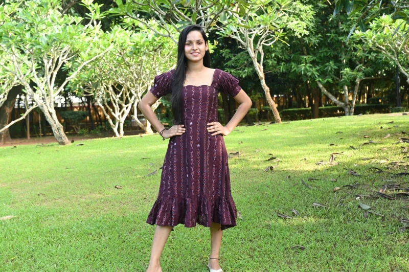 Sambalpuri Stylish One Piece Flared Midi Dress (one-piece) with ethnic Ikat pattern