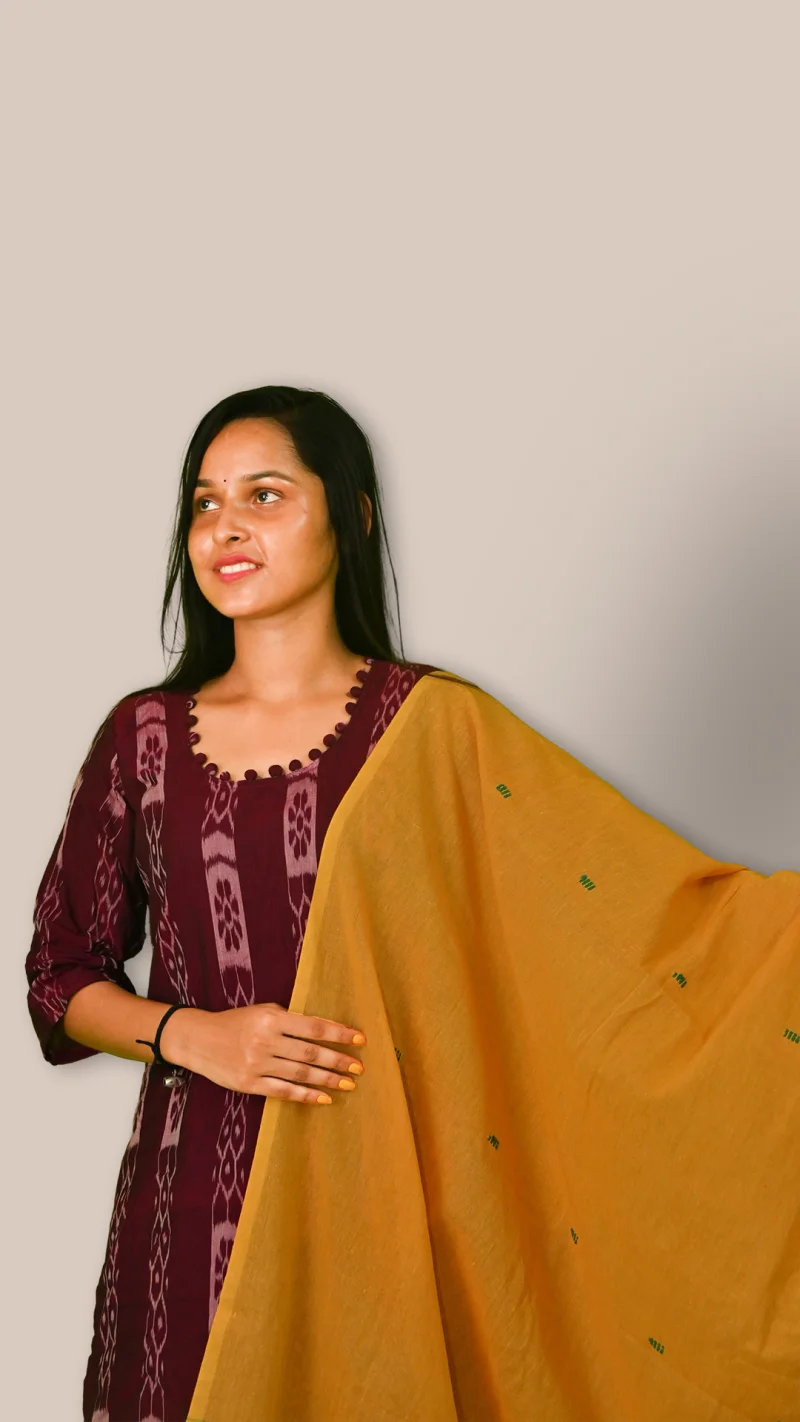 Salwar Suit Set (Traditional Ethnic Wear) maroon and mustard yellow combination(STITCHED)